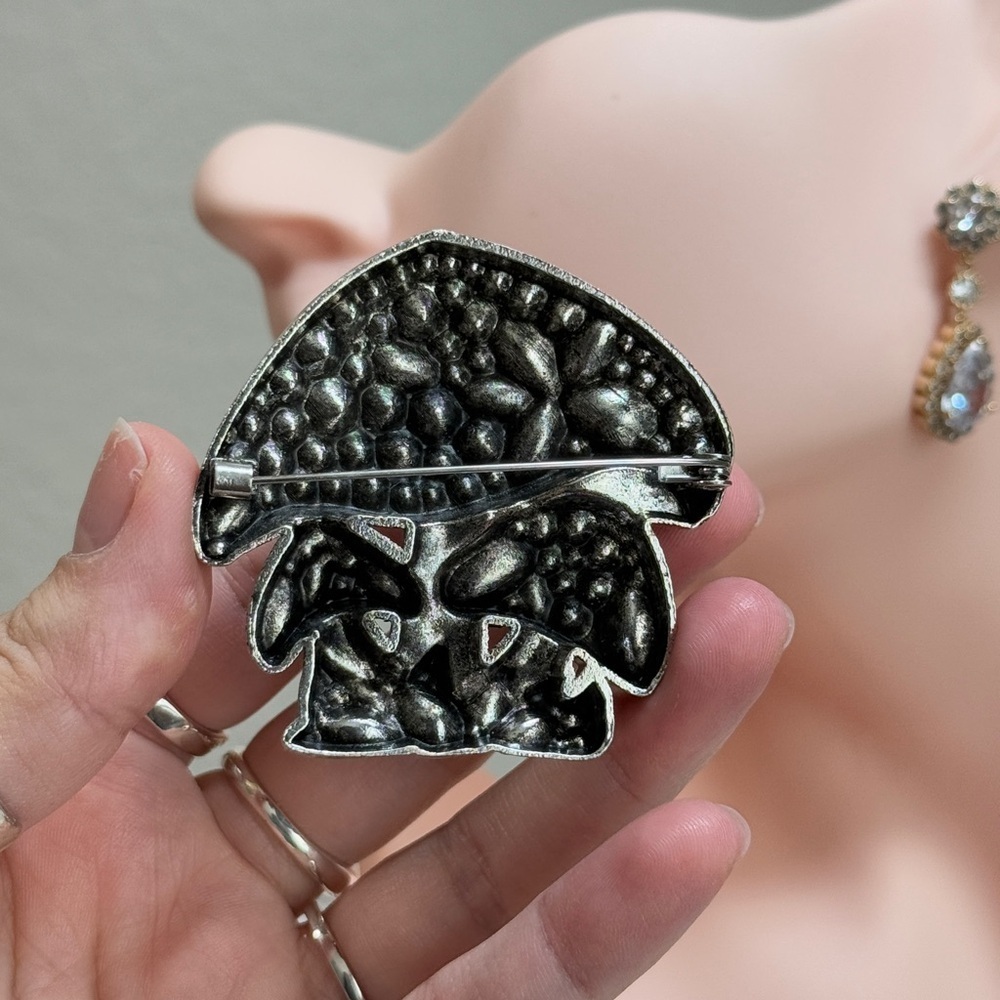Multicolor Vibrant Crystal Mushroom Brooch - Picture 7 of 11